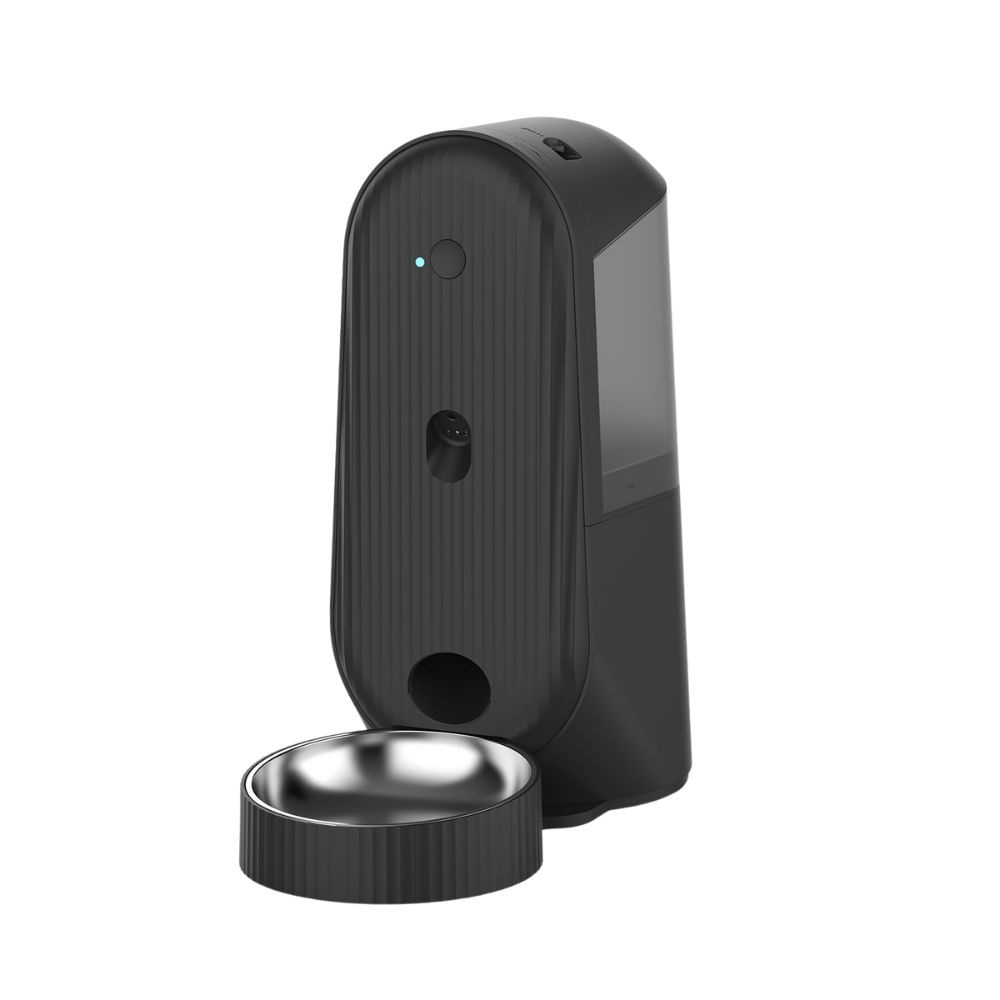 Comedero Smart 4 litros con cámara para gatos, Wi-Fi, bandeja acero, negro